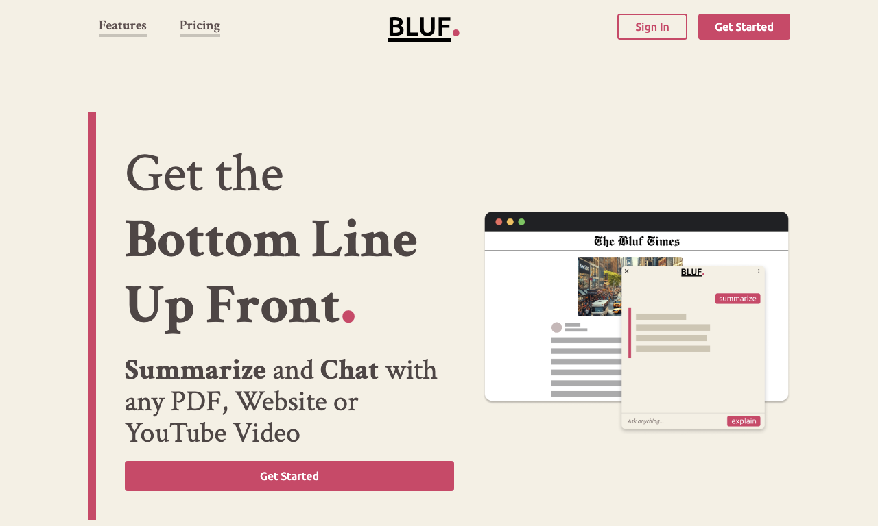 BLUF — интерфейс