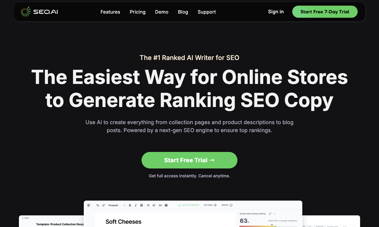 SEO AI — интерфейс