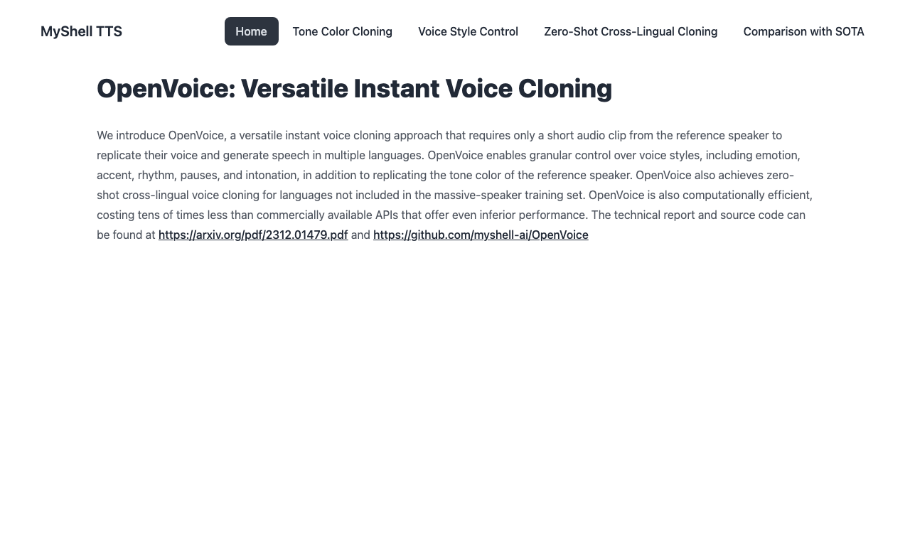 OpenVoice AI — интерфейс