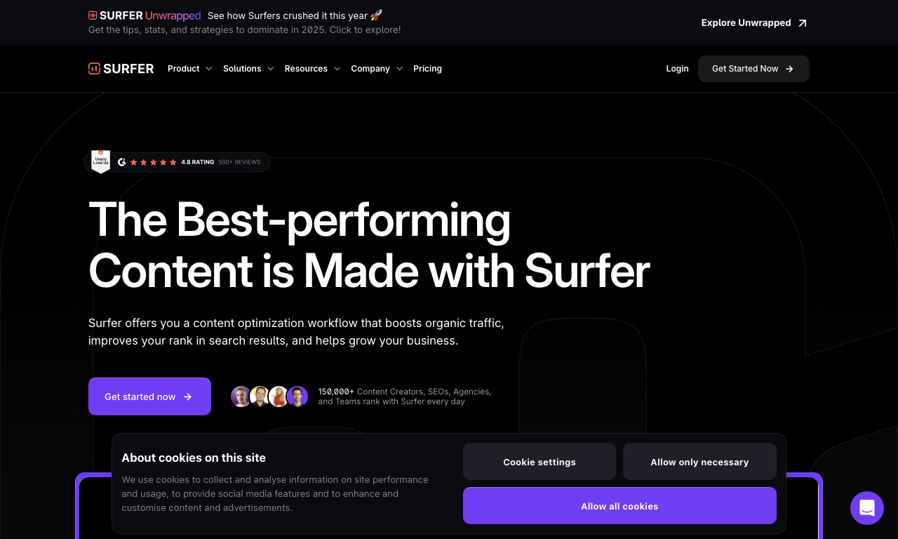 SurferSEO — интерфейс