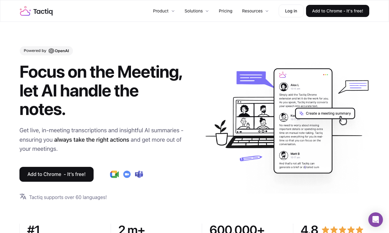 Tactiq — интерфейс