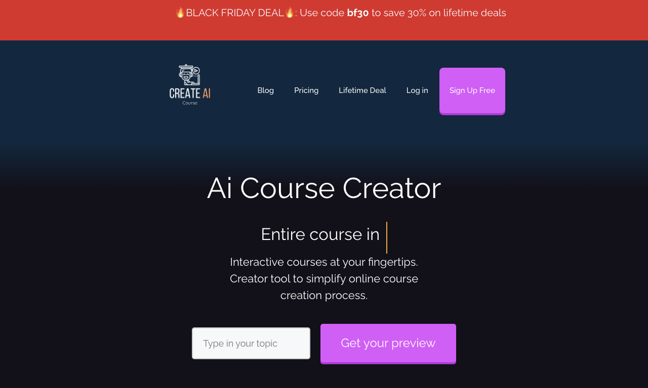 CreateAICourse — интерфейс