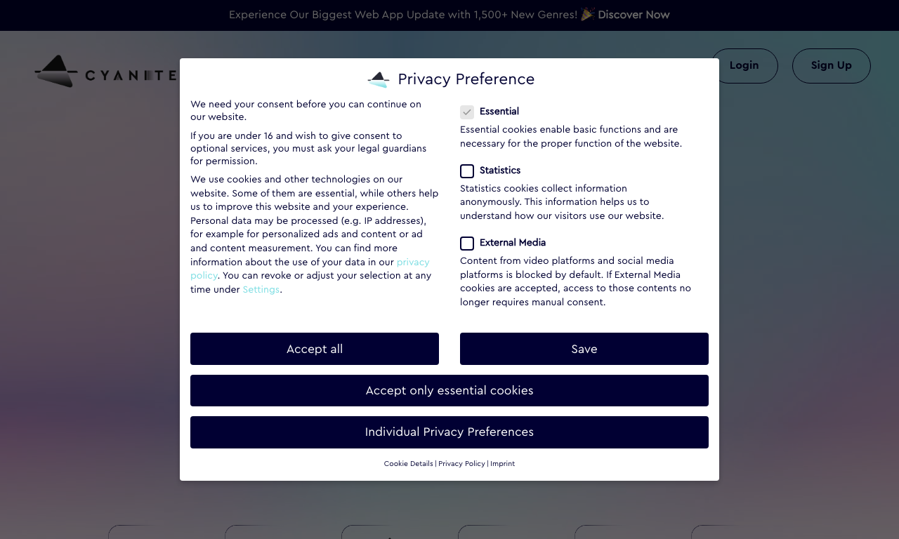 Cyanite AI — интерфейс