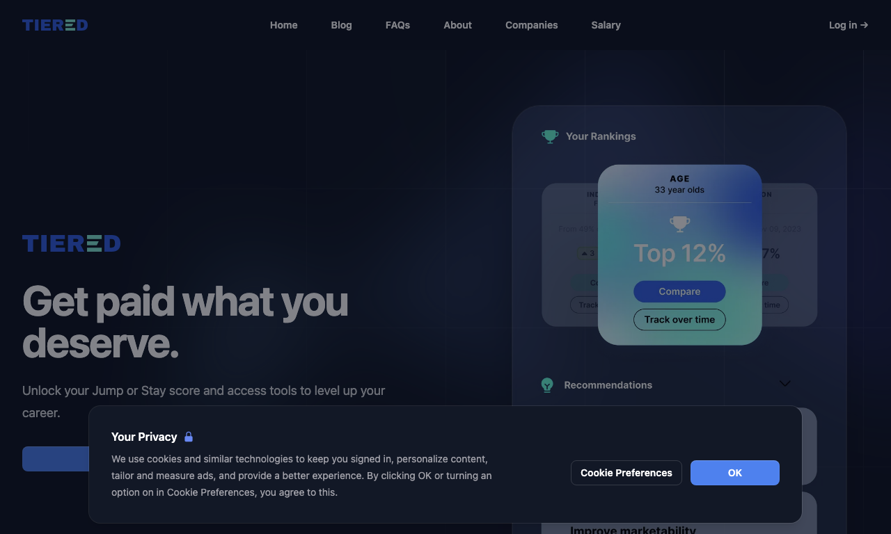 Tiered — интерфейс