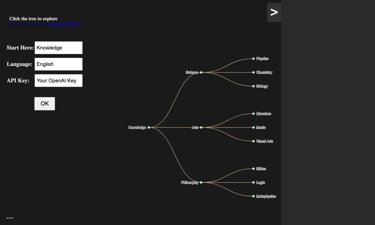 Tree of Knowledge AI — интерфейс