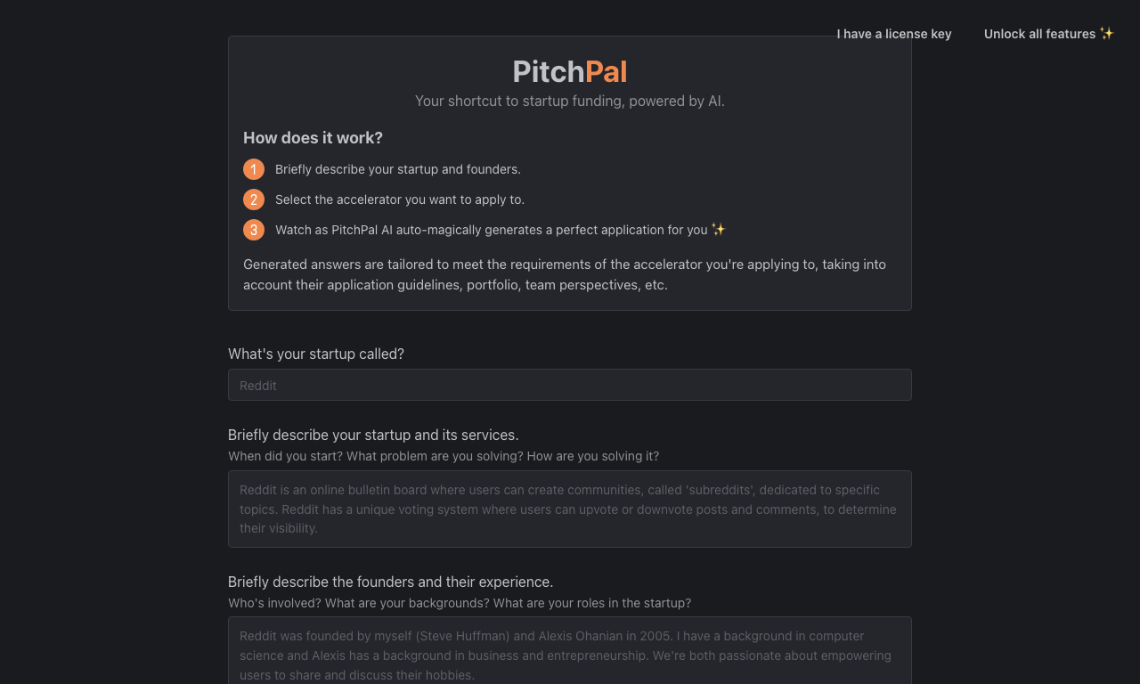 PitchPal — интерфейс