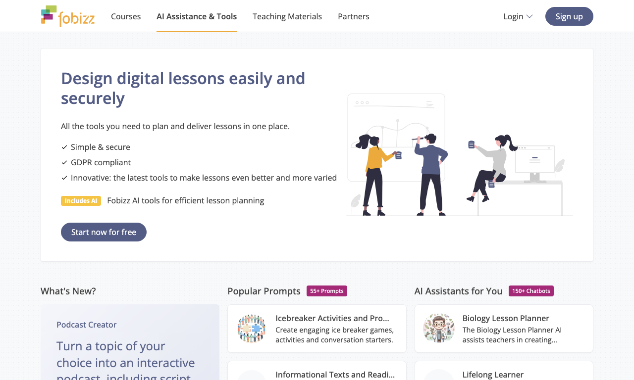Fobizz — интерфейс
