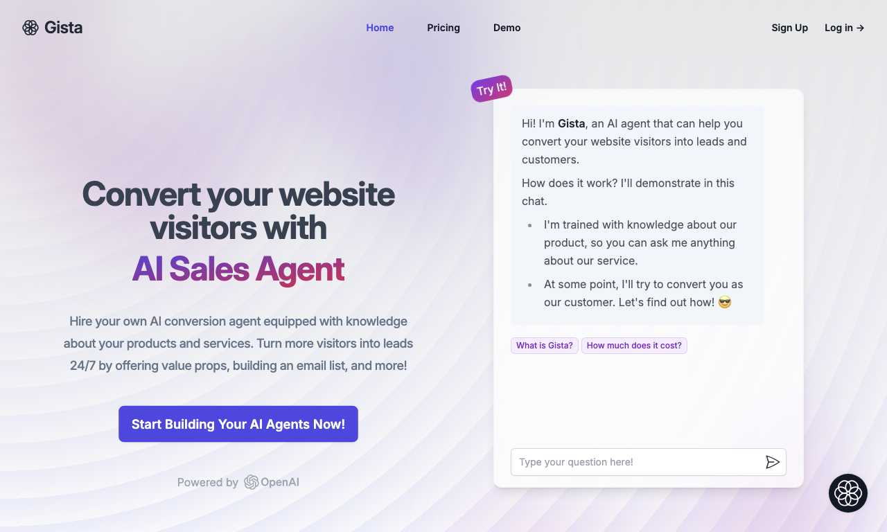 Gista — интерфейс