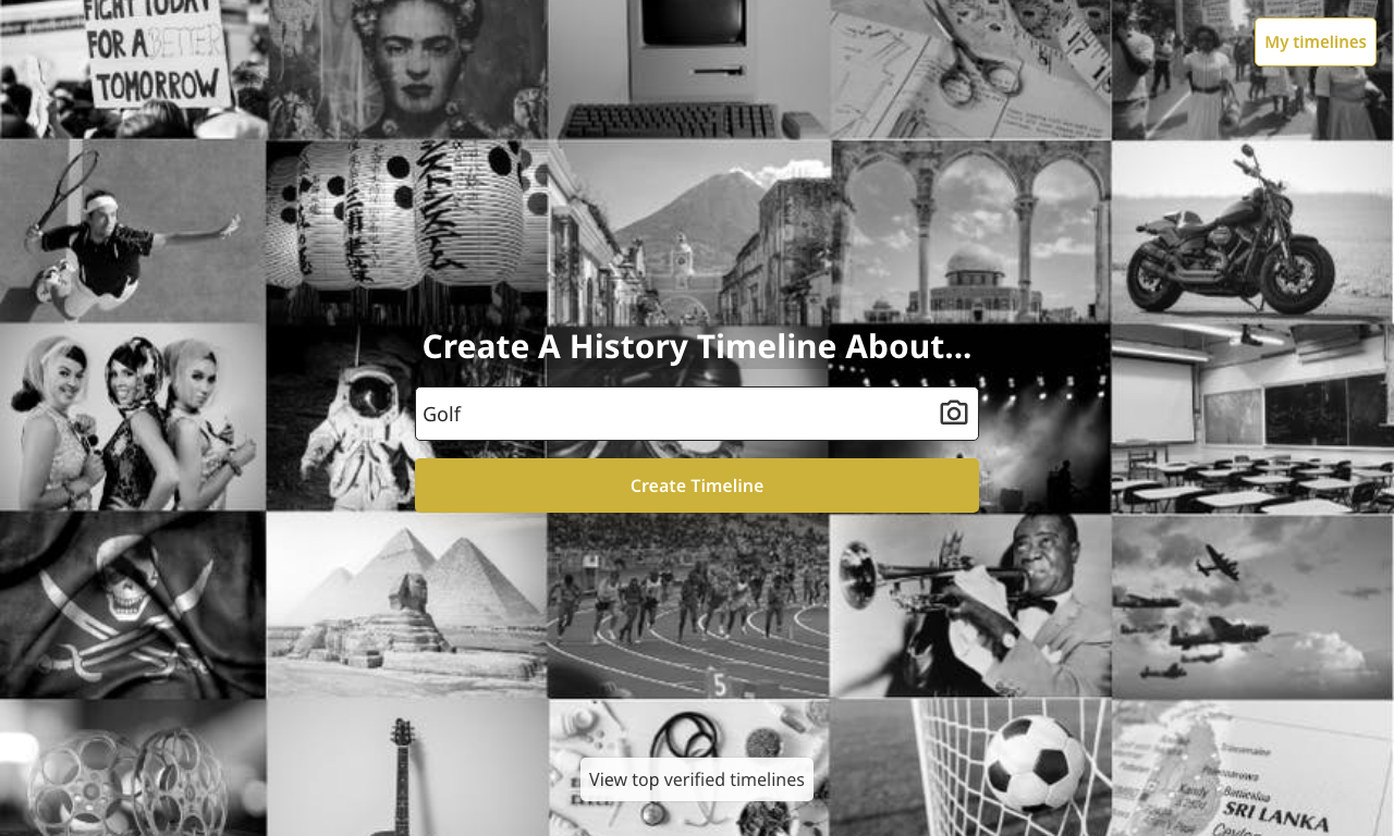 History Timelines — интерфейс