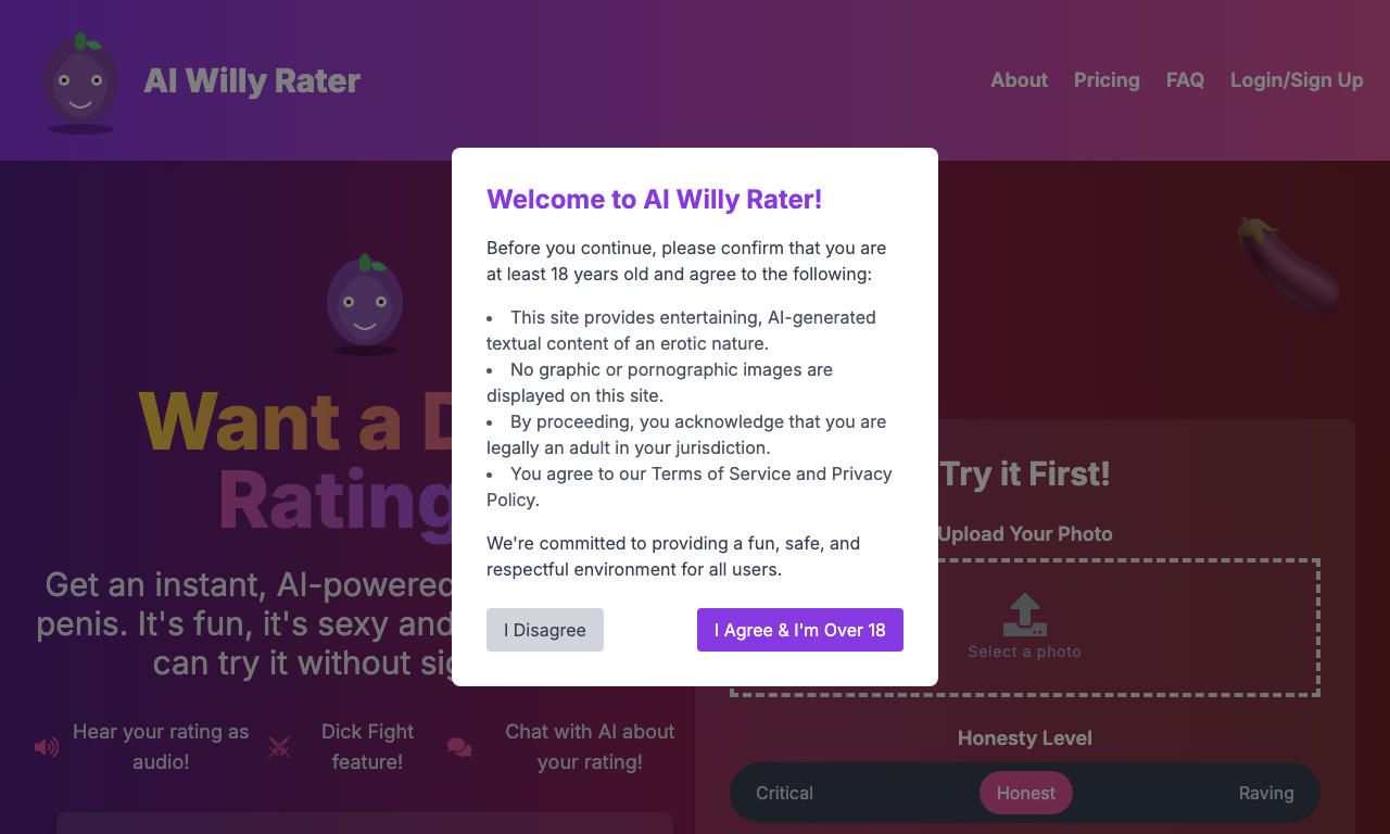 AI Willy Rater — интерфейс