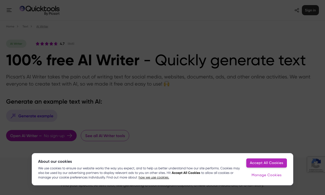 AI Writer by Picsart — превью