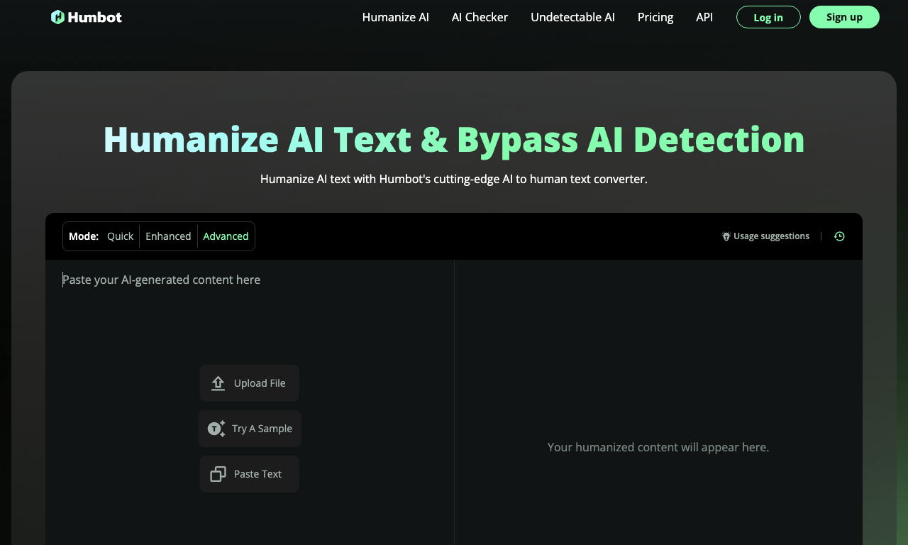humbot ai — интерфейс
