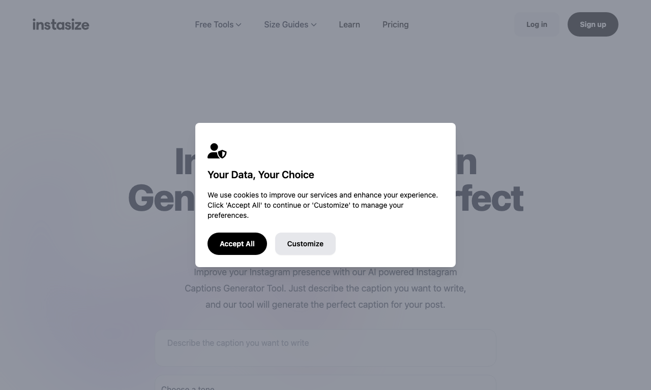 Instagram Caption Generator 1 — интерфейс