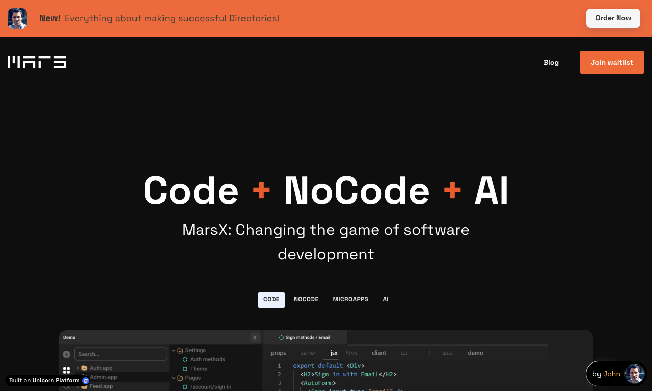 MarsX — интерфейс