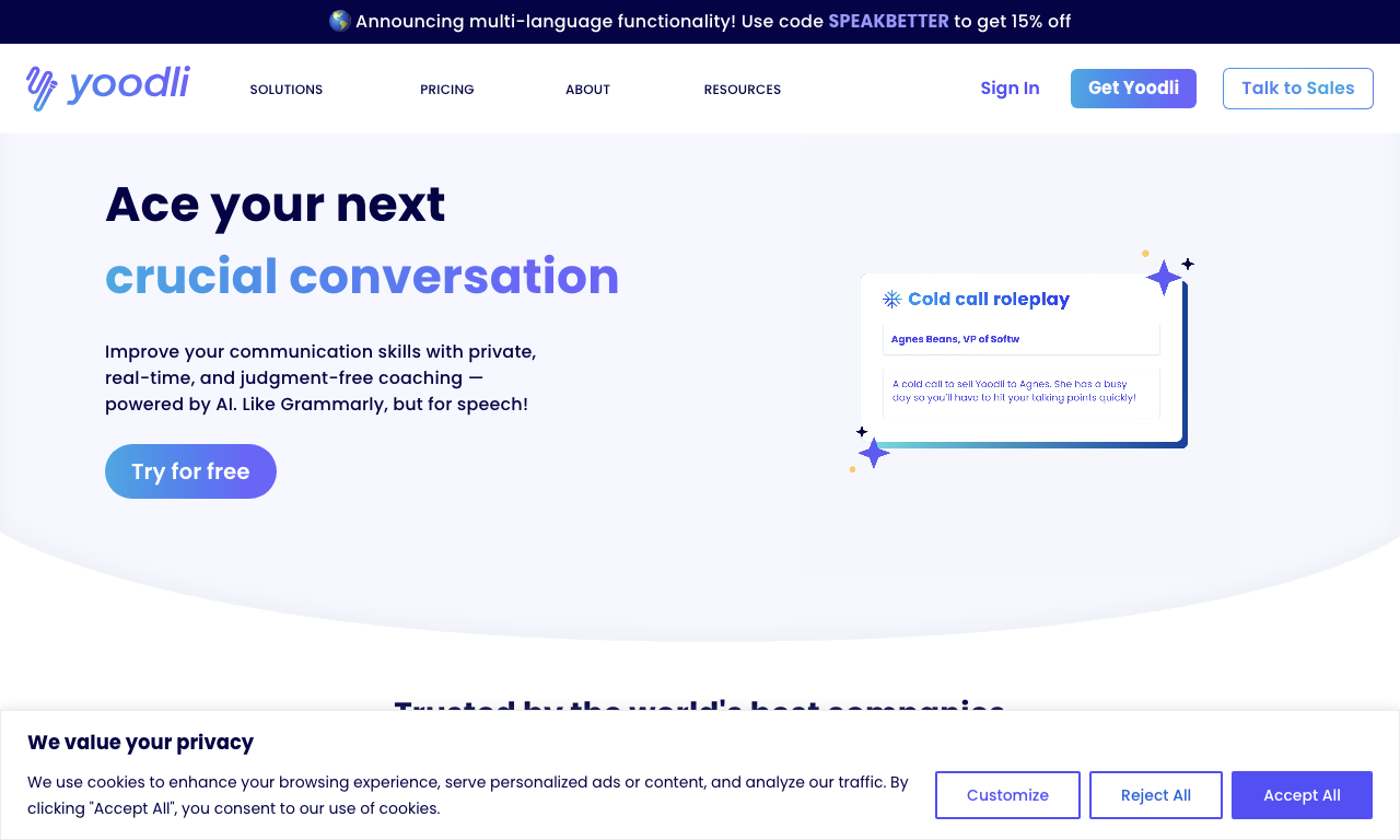 Yoodli — интерфейс