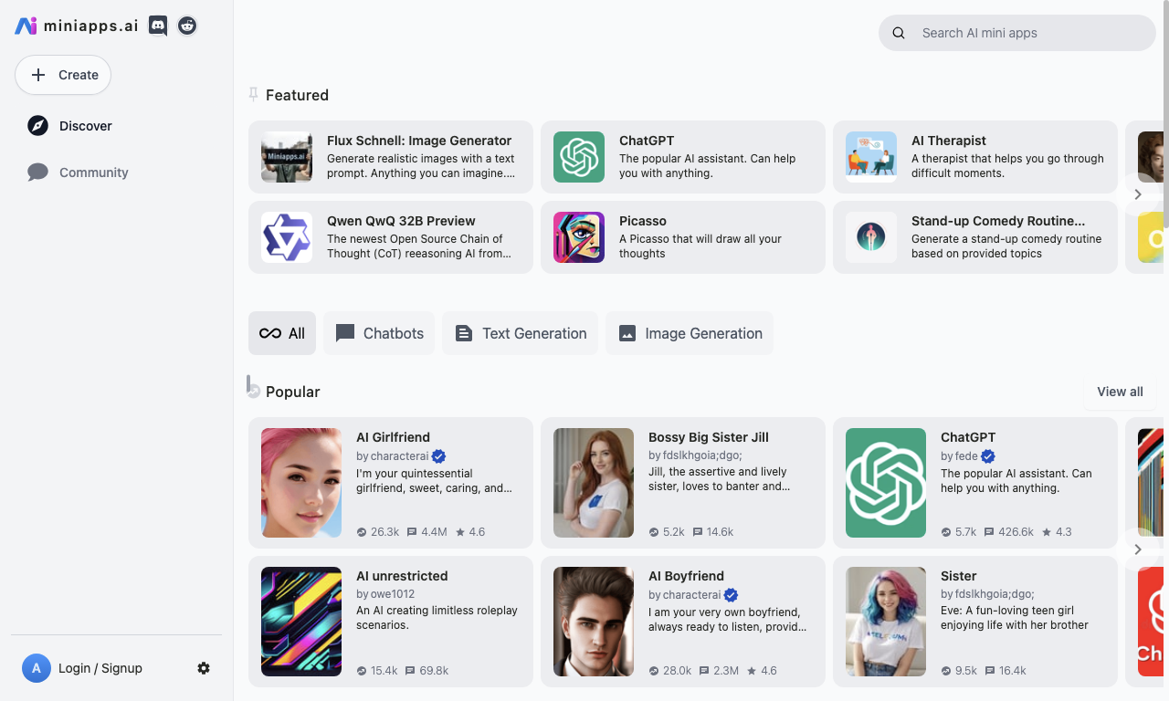 miniapps AI — интерфейс