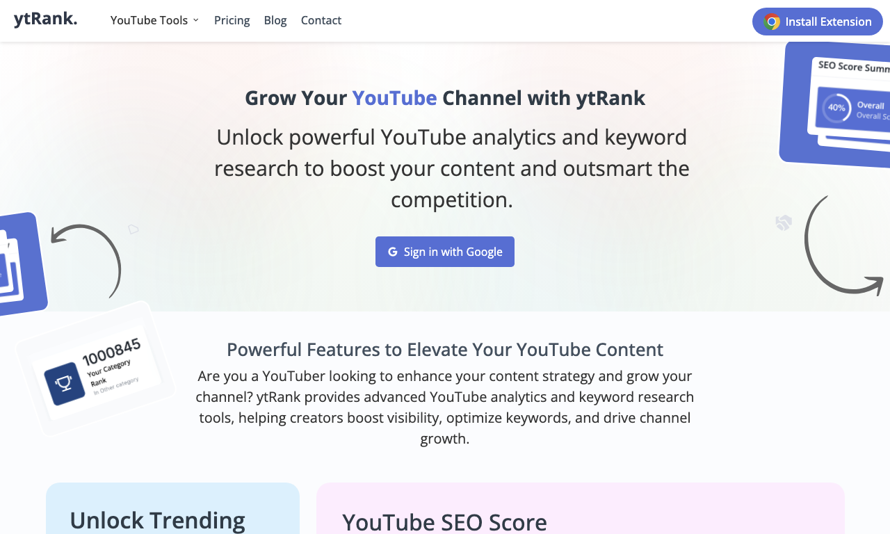ytRank AI — интерфейс