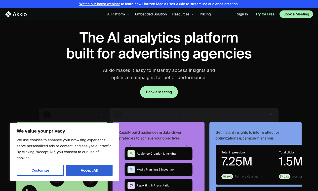 Akkio — интерфейс