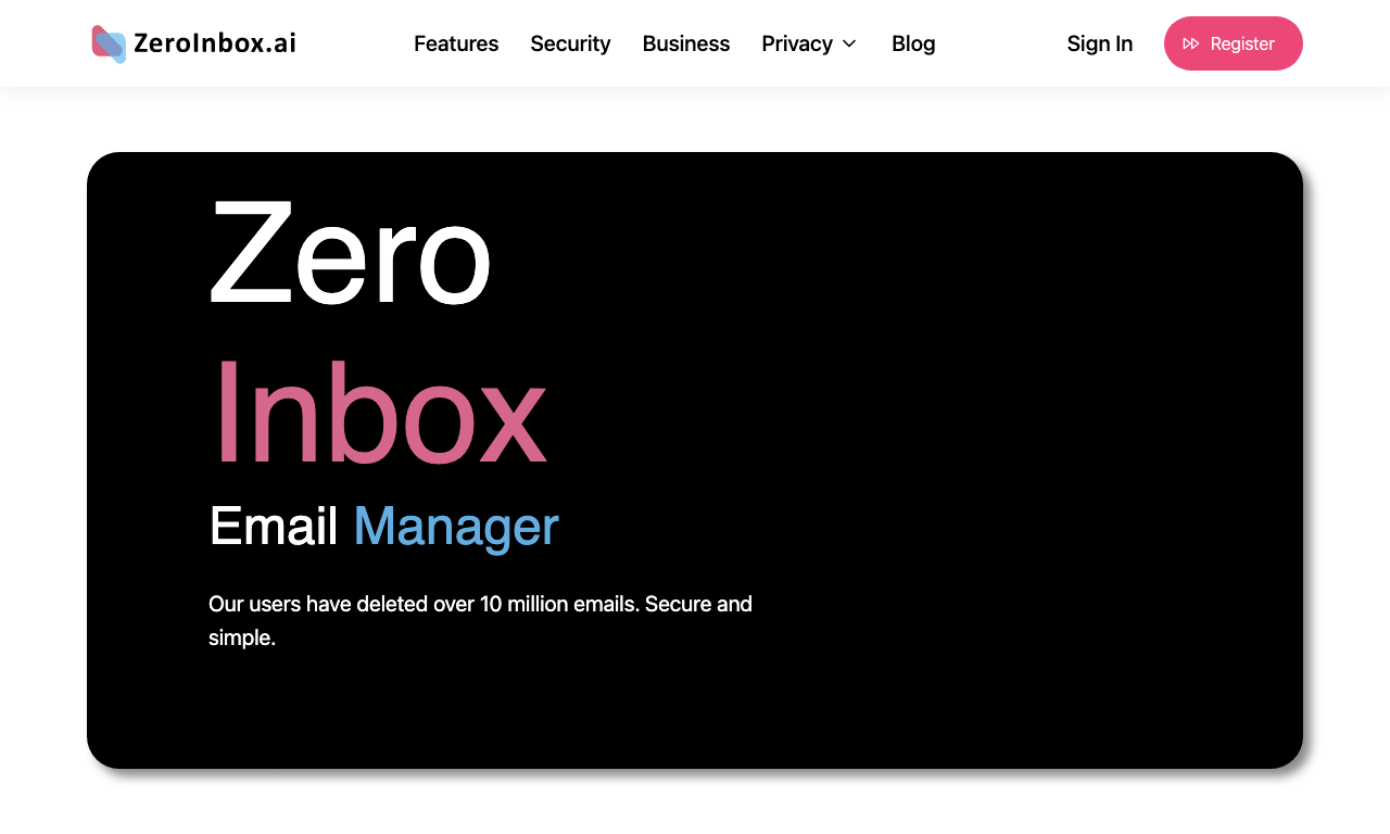ZeroInbox — интерфейс