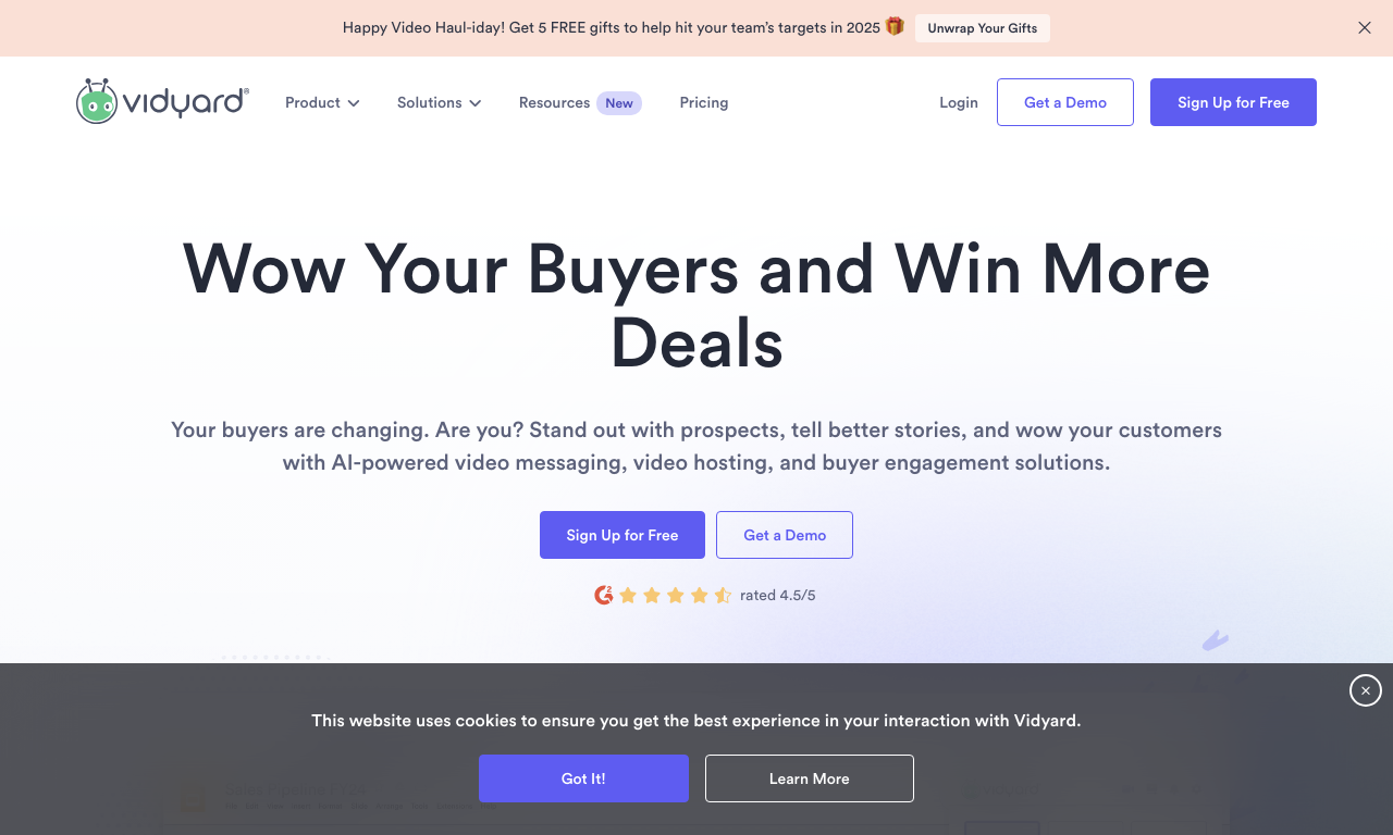 Vidyard — интерфейс