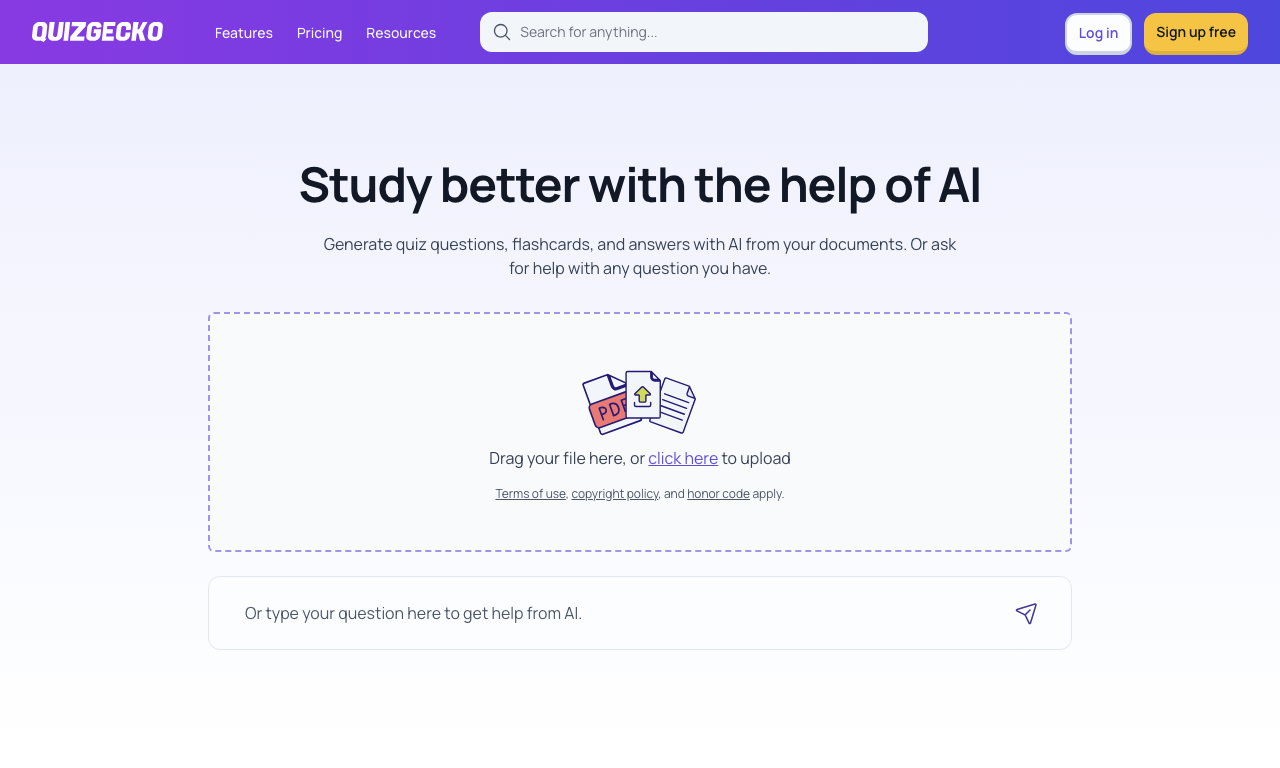 Quizgecko — интерфейс