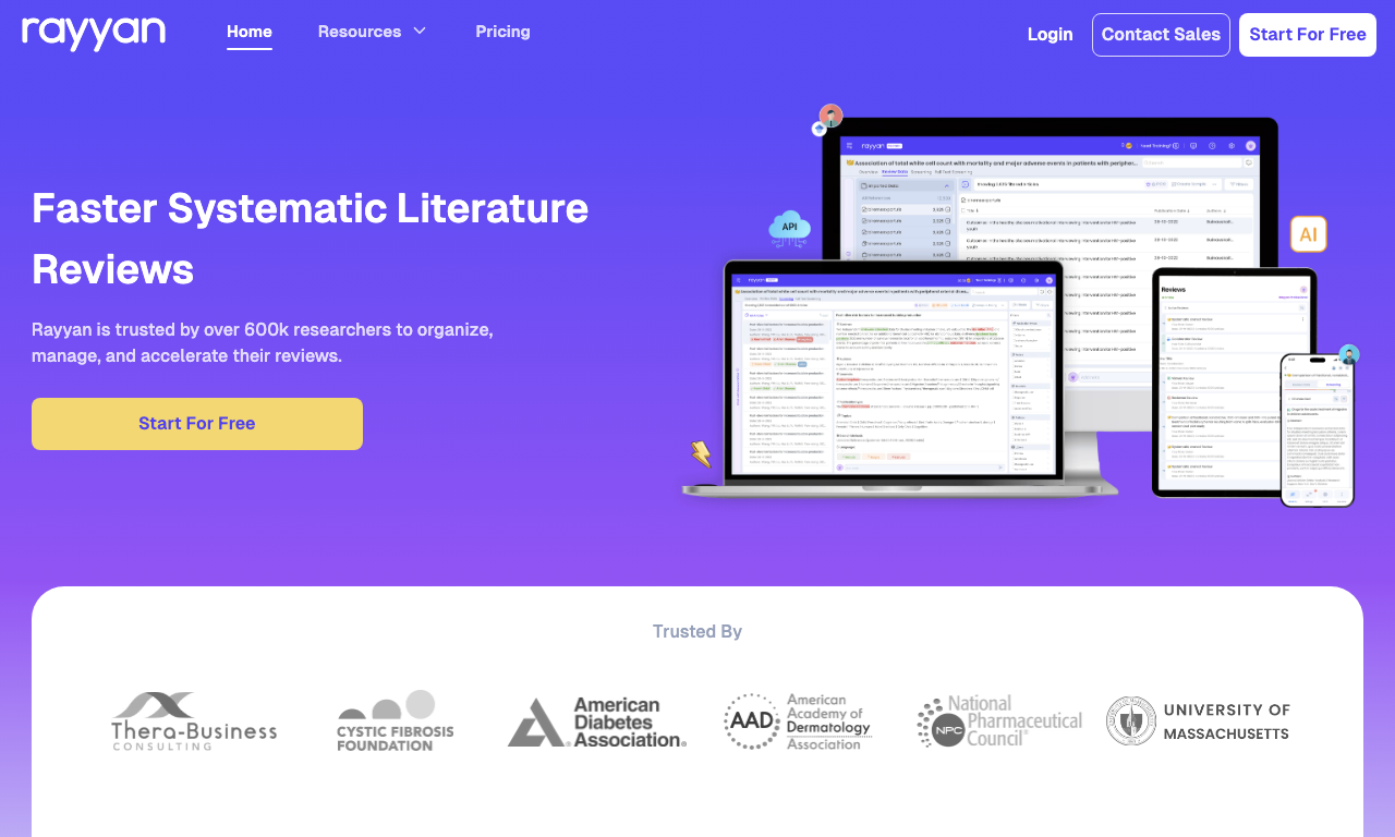Rayyan — интерфейс
