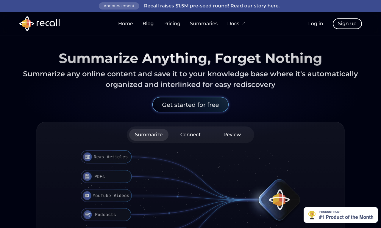 Recall — интерфейс