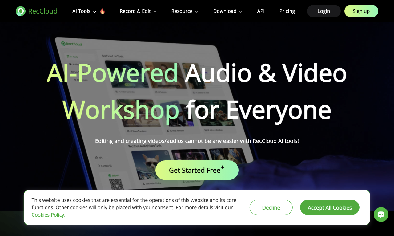 RecCloud — интерфейс