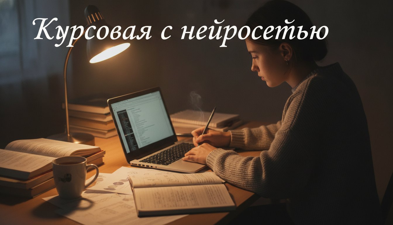 Обложка статьи «Как написать курсовую с помощью нейросети: сервисы, структура, антиплагиат»