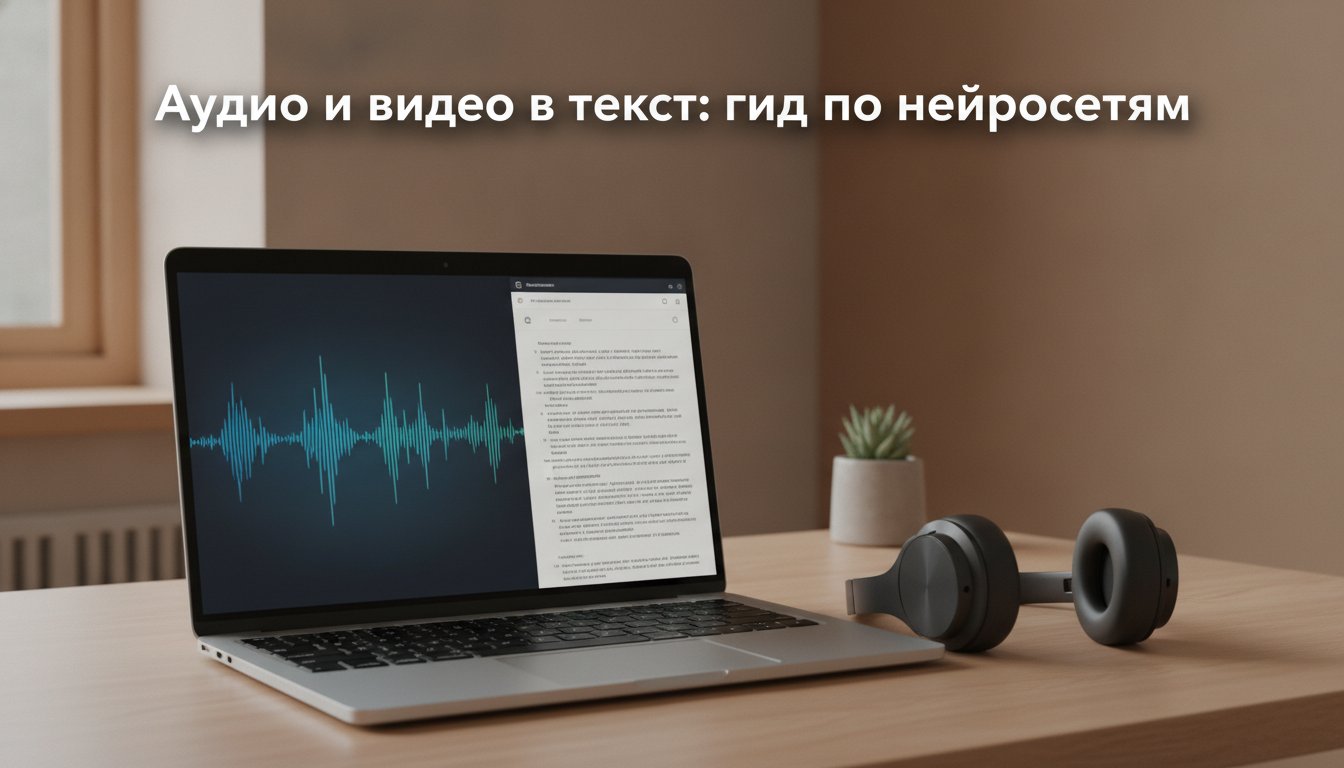 Обложка статьи «Перевести аудио и видео в текст нейросетью: транскрибация онлайн»